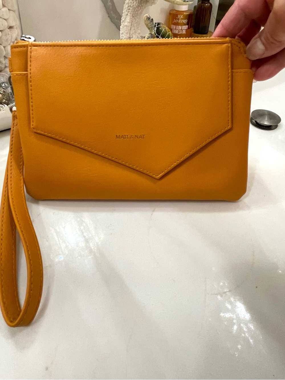 Matt & Nat Mustard Vegan Leather Wristlet Clutch